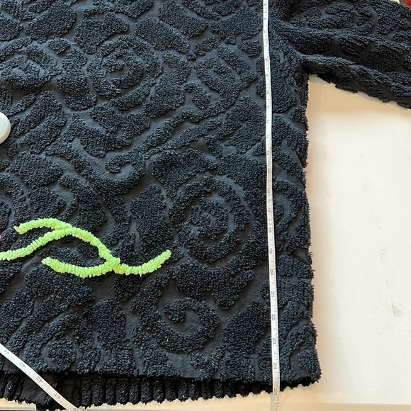 Scrap Works - vintage L, black terry cloth jacket, pink flowers - Picture 9 of 9